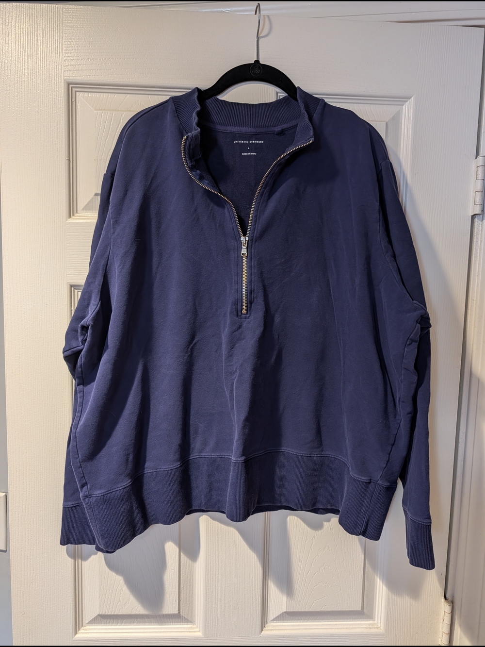 Universal Standard Large L Navy Half Zip-Neck Sweatshirt